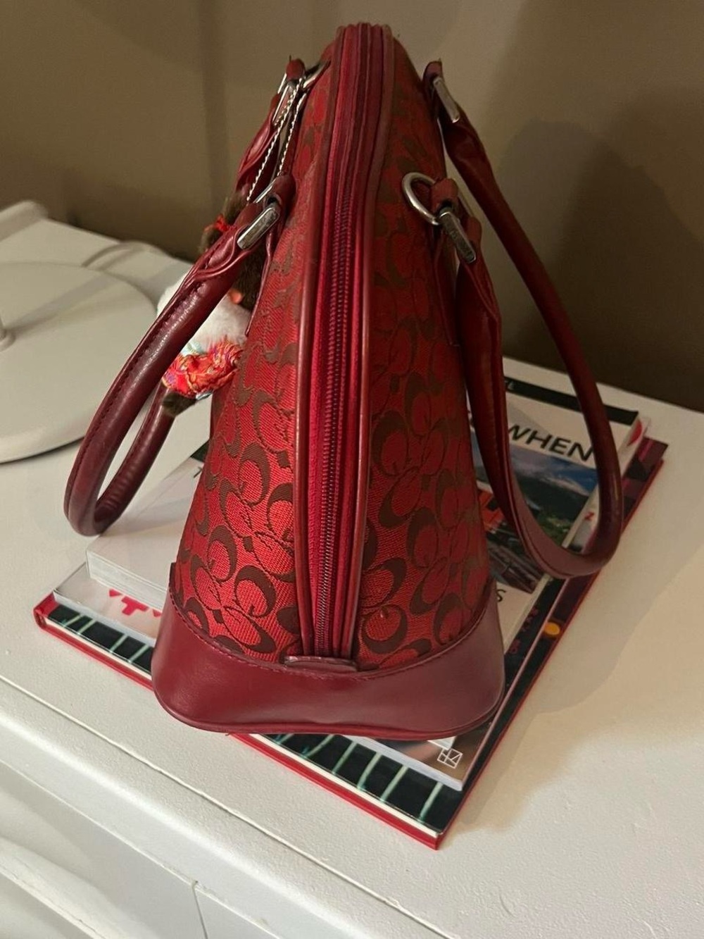 Vintage Red Monogram Purse Bag - Picture 5 of 8
